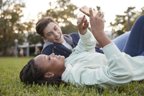 two students on lawn