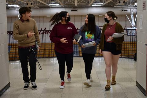 group of students walking